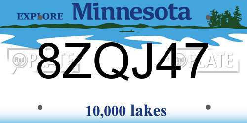 8ZQJ47 Minnesota License Plate