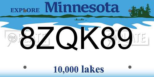 8ZQK89 Minnesota License Plate