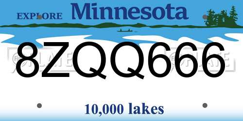 8ZQQ666 Minnesota License Plate