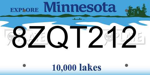 8ZQT212 Minnesota License Plate