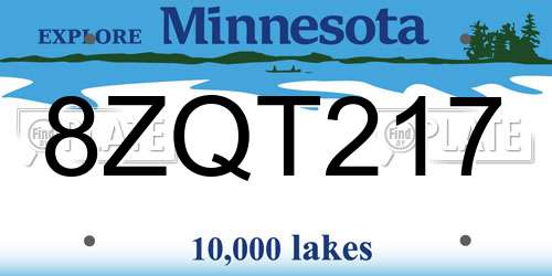 8ZQT217 Minnesota License Plate