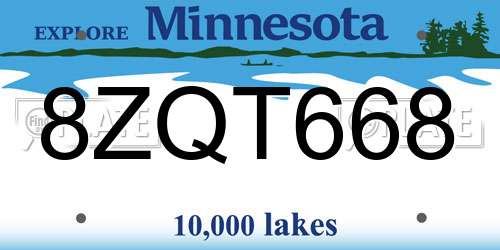 8ZQT668 Minnesota License Plate