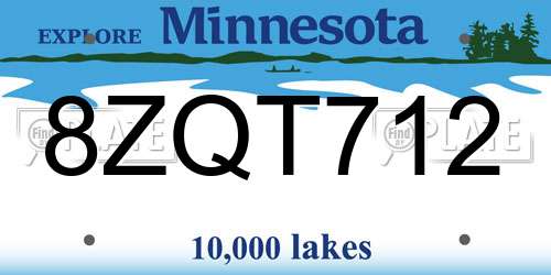 8ZQT712 Minnesota License Plate