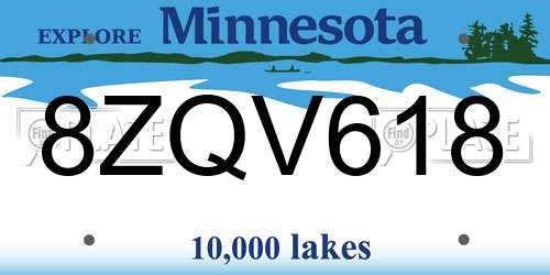 8ZQV618 Minnesota License Plate