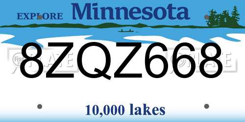 8ZQZ668 Minnesota License Plate
