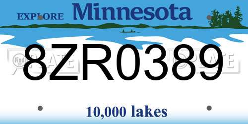8ZR0389 Minnesota License Plate