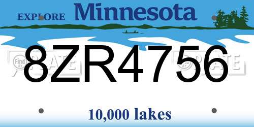 8ZR4756 Minnesota License Plate