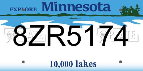 8ZR5174 Minnesota License Plate