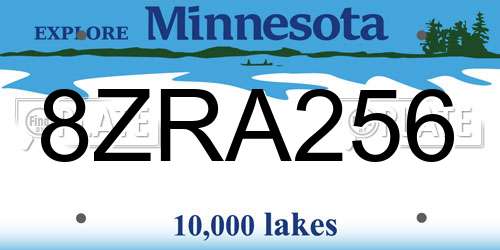 8ZRA256 Minnesota License Plate