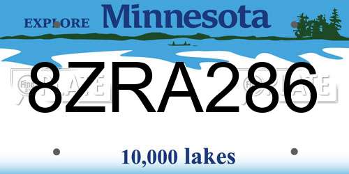 8ZRA286 Minnesota License Plate