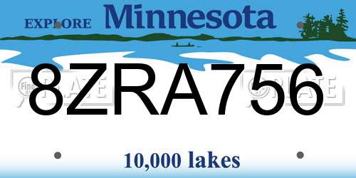 8ZRA756 Minnesota License Plate