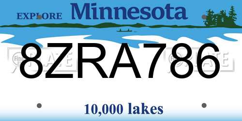 8ZRA786 Minnesota License Plate