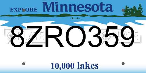 8ZRO359 Minnesota License Plate
