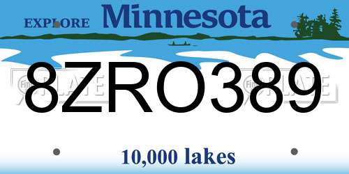 8ZRO389 Minnesota License Plate