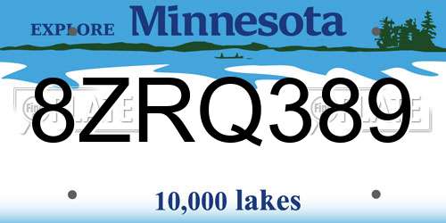 8ZRQ389 Minnesota License Plate