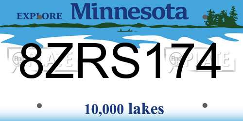 8ZRS174 Minnesota License Plate