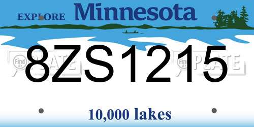 8ZS1215 Minnesota License Plate