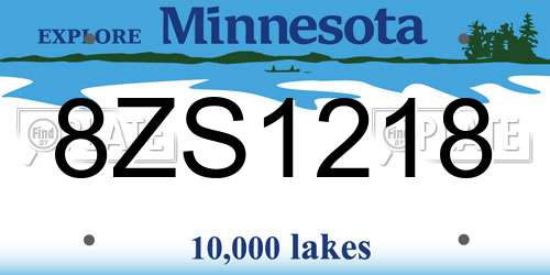 8ZS1218 Minnesota License Plate