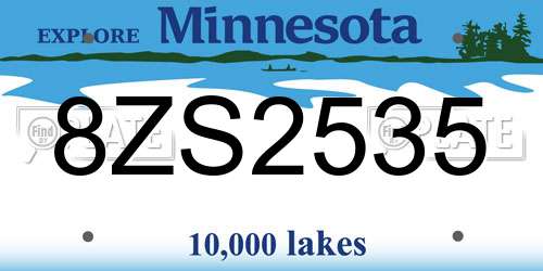 8ZS2535 Minnesota License Plate