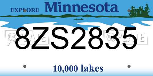 8ZS2835 Minnesota License Plate