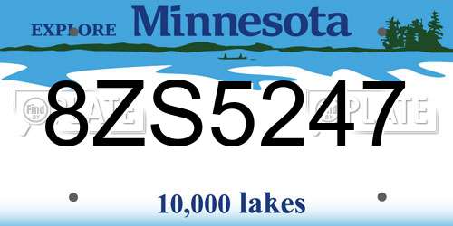 8ZS5247 Minnesota License Plate