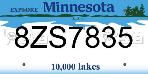 8ZS7835 Minnesota License Plate