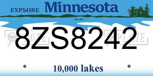 8ZS8242 Minnesota License Plate