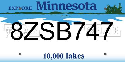 8ZSB747 Minnesota License Plate