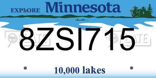 8ZSI715 Minnesota License Plate