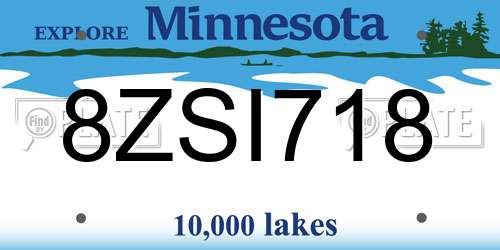 8ZSI718 Minnesota License Plate