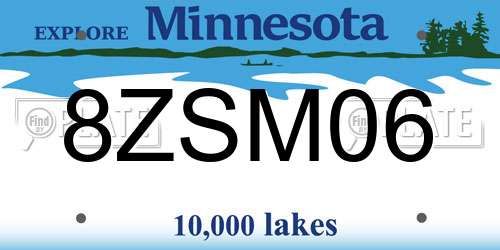 8ZSM06 Minnesota License Plate