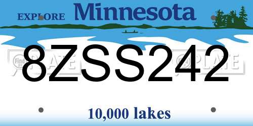 8ZSS242 Minnesota License Plate