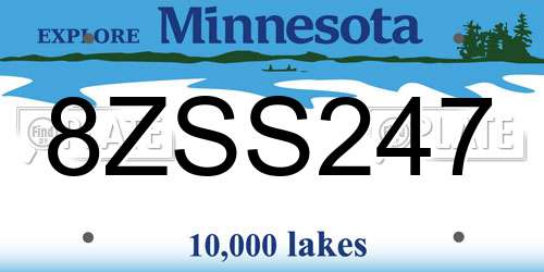 8ZSS247 Minnesota License Plate