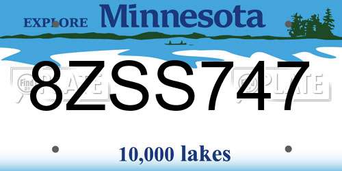 8ZSS747 Minnesota License Plate