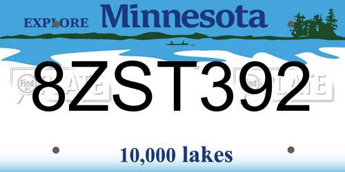 8ZST392 Minnesota License Plate