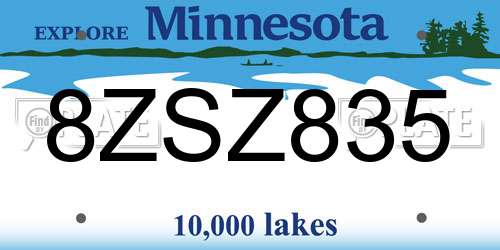 8ZSZ835 Minnesota License Plate