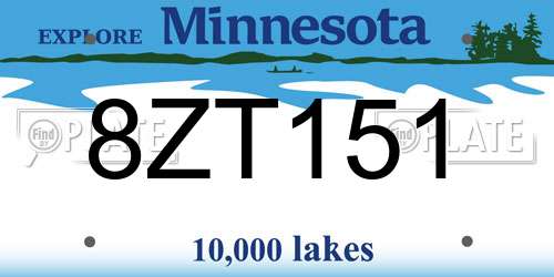 8ZT151 Minnesota License Plate