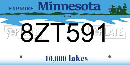 8ZT591 Minnesota License Plate