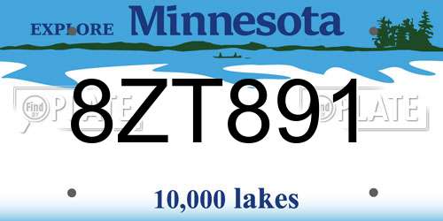 8ZT891 Minnesota License Plate