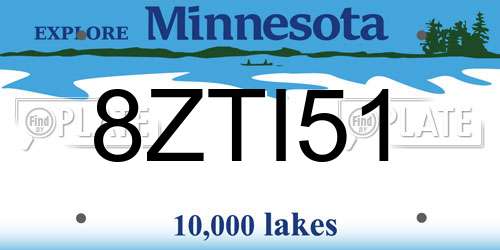 8ZTI51 Minnesota License Plate
