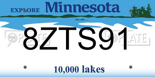 8ZTS91 Minnesota License Plate