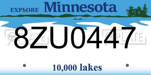 8ZU0447 Minnesota License Plate