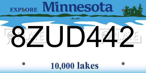 8ZUD442 Minnesota License Plate