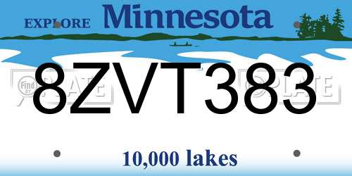8ZVT383 Minnesota License Plate