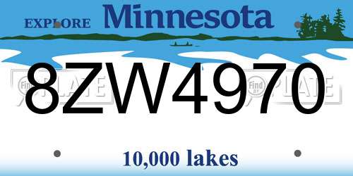 8ZW4970 Minnesota License Plate