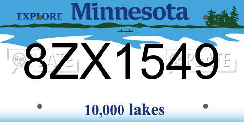 8ZX1549 Minnesota License Plate