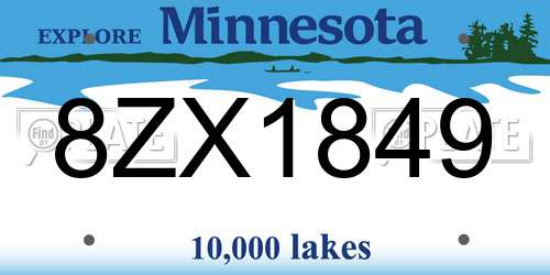 8ZX1849 Minnesota License Plate