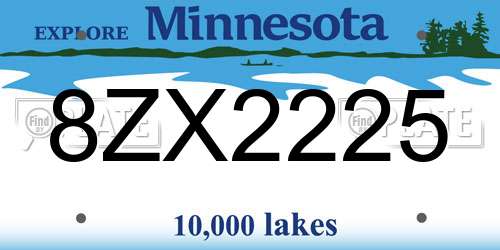 8ZX2225 Minnesota License Plate