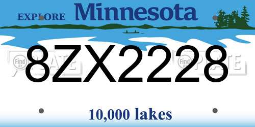 8ZX2228 Minnesota License Plate