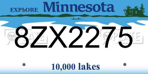 8ZX2275 Minnesota License Plate